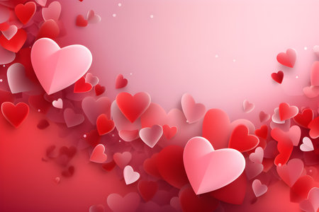 Valentine's day background with red and pink hearts. Vector illustration.の素材