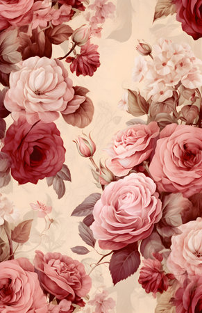 Vintage roses background. Wallpaper with flowers. Vintage styles.の素材