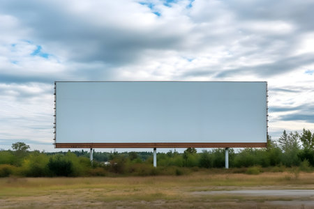 Large blank billboard on a country road, ready for new advertisement.の素材