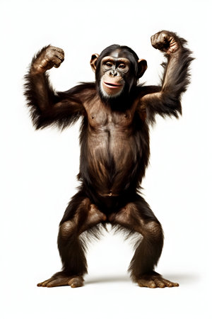 Chimpanzee monkey isolated on white background. 3d illustrationの素材