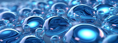 Abstract 3d rendering of blue glass spheres. Futuristic background.の素材