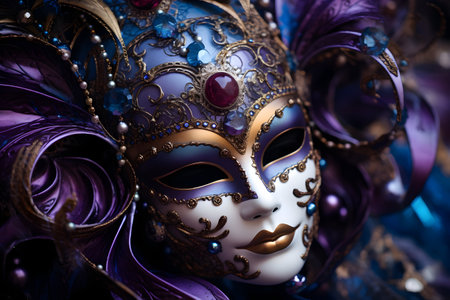 Beautiful Venetian carnival mask close-up. Selective focus.の素材