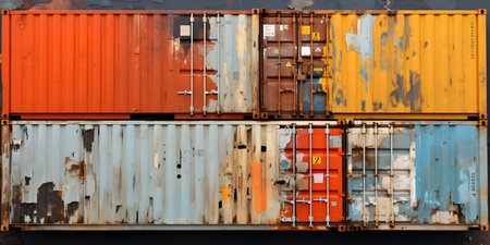 Stack of Cargo Containers for Logistic Import Export Background and textureの素材