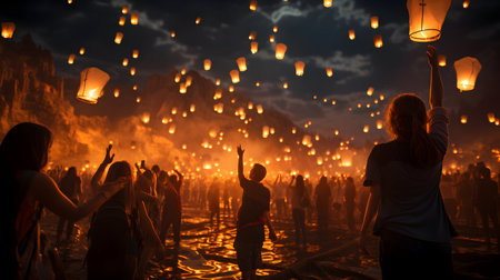 Lantern Festival at Khao Kho, Phetchabun, Thailandの素材