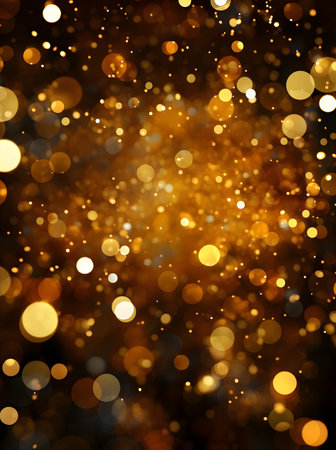 golden bokeh abstract light background for Christmas and New Yearの素材