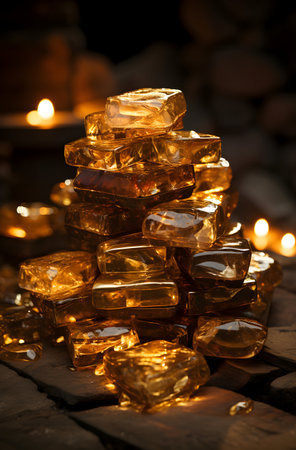 Candles in the shape of a pyramid. Selective focus.の素材