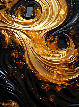 Abstract gold and black background. 3d rendering, 3d illustration.の素材