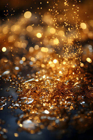 golden glitter vintage lights background. gold and black. de focusedの素材