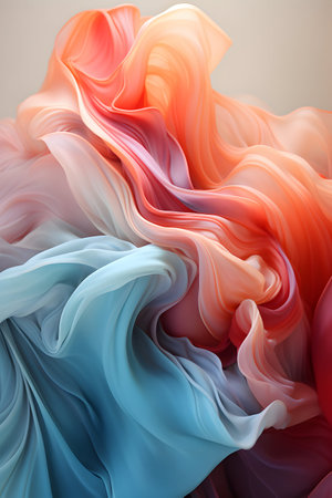 abstract background of colored silk or satin twirling in the windの素材