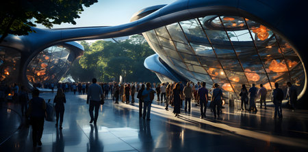 People visit Expo, universal exposition on the theme of food in Milan.の素材