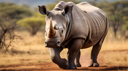 White rhinoceros in the savannah of Kenya, Africaの素材