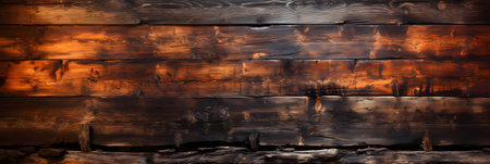 Wooden wall of logs with reflection of the city on the water.の素材