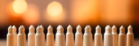 Cosmetic branding, make-up and skincare concept - close up of beige lipsticks on wooden background, make-up and cosmetics product for luxury beauty brand, holiday sale banner designの素材