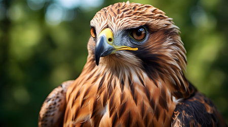Close-up portrait of a red-tailed hawk (Buteo buteo)の素材