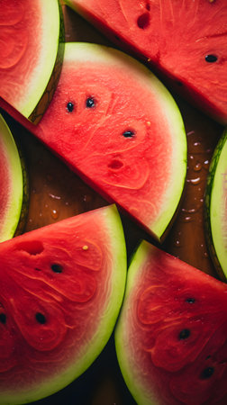 Slices of fresh watermelon as background. Toned.の素材