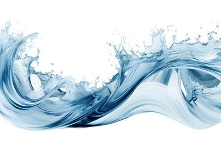 blue water splash isolated on white background with copy space for your textの素材