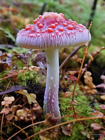 Amanita muscaria, commonly known as the fly agaricの素材
