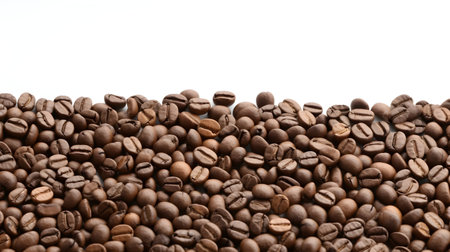 Coffee beans on white background. Close-up image.の素材