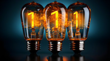 Idea concept with fluorescent light bulb on dark background 3D renderingの素材