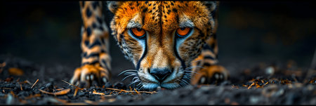 Cheetah portrait with orange eyes. Wildlife scene from Africa.の素材