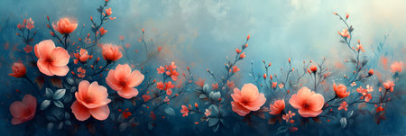 Abstract floral background with watercolor flowers. Floral banner for your design.の素材