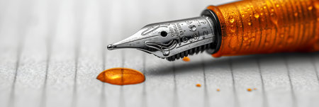 Fountain pen on a paper close-up. 3d renderingの素材