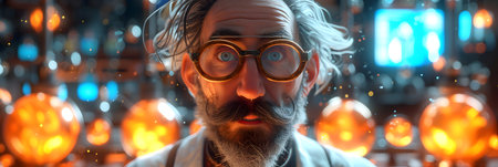 Portrait of a bearded man in glasses on a background of the night club.の素材