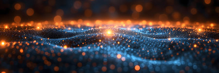 3d rendering of abstract particles in space with depth of field and bokehの素材
