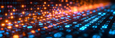 Futuristic abstract digital technology background with glowing particles. 3d renderingの素材