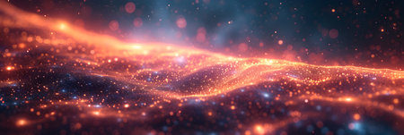 3d rendering of abstract particles in space with depth of field and bokehの素材