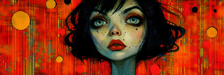 Fashion art portrait of a beautiful girl with creative make-up.の素材