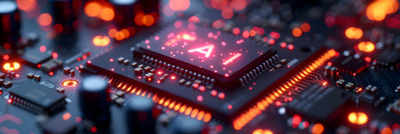 3d rendering of a computer chip with the letter A on itの素材