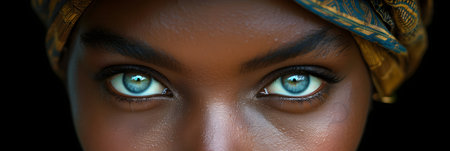 Close up portrait of a beautiful young African woman with turbanの素材
