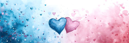 Valentine's day abstract watercolor background with hearts. Vector illustration.の素材
