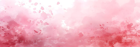 Valentine's day background with watercolor pink and red heartsの素材