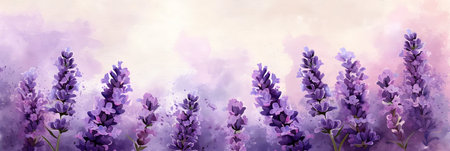 Lavender flowers on watercolor background. Vector illustration for your designの素材