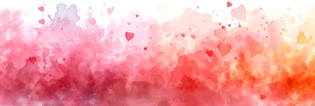 Valentines day background with watercolor hearts. Vector illustration.の素材