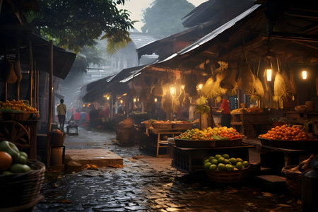 Fruit market in the morning, Chiang Mai, Thailand.の素材