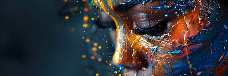 Close-up portrait of beautiful woman with creative make-up.の素材