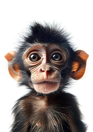 chimpanzee monkey in front of a white background, isolatedの素材