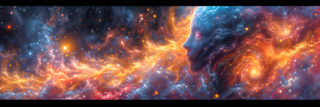 3D rendering of an infinite universe of stars and galaxies in outer space.の素材