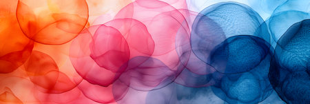 Abstract background with circles in blue, red and yellow colors. Design element.の素材