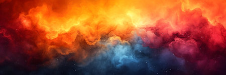 Colorful abstract background with clouds of smoke. Fire and smoke in space.の素材