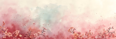 Cherry blossom watercolor background. Spring blossom vector illustration.の素材