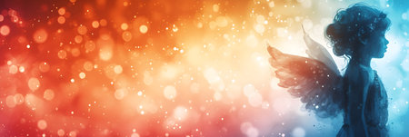 Angelic background with copy space. Panoramic banner for your text.の素材