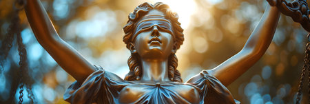Statue of the goddess of justice in the park, close upの素材
