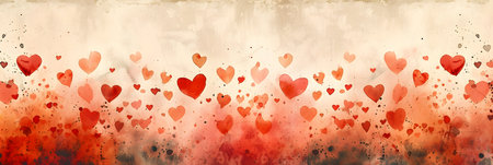Valentine's day background with red hearts. Vector illustration.の素材