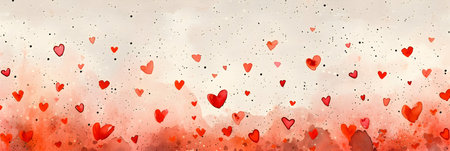 Valentine's day watercolor background with hearts. Vector illustration.の素材