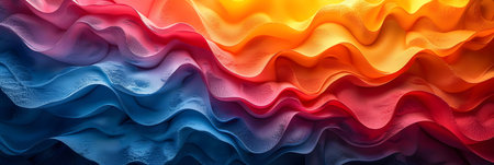 abstract background of wavy multicolored silk fabric closeupの素材
