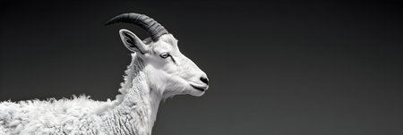White goat on a dark background. 3d rendering, 3d illustration.の素材